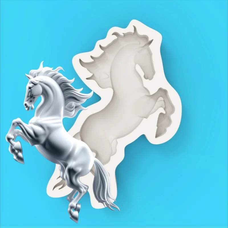Silicone Mold of a Galloping Horse with Flowing Mane and Dynamic Pose, Mold for Making Chocolate Desserts