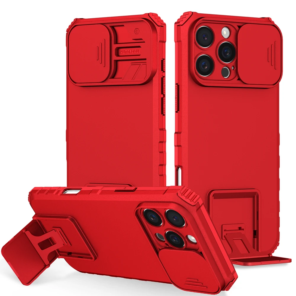 Kamera-Schutz-Schiebehülle für iPhone 17 16 15 14 13 12 11 8 7 Plus Pro X XS XR Max SE – Robuste Kunststoff-Handyhülle mit Halterung – Detail 5