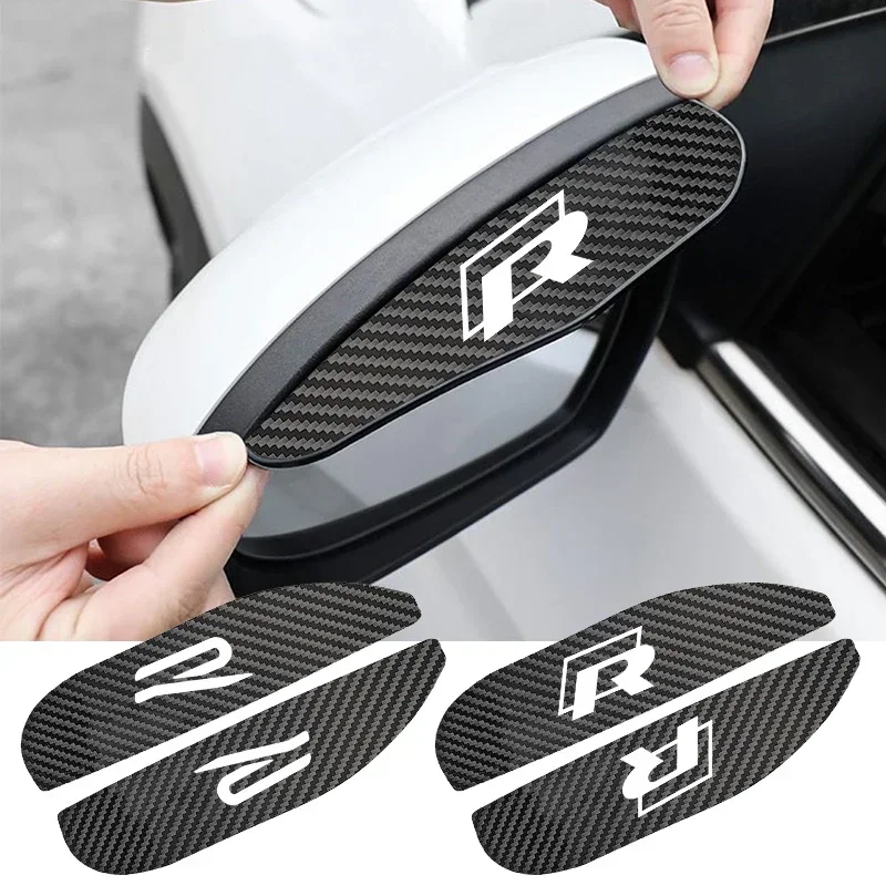 2Pcs Car Rearview Mirror Rain Eyebrow Carbon Fiber For Volkswagen Tiguan Bora POLO PASSAT CC Touran GOLF Jetta Arteon T-CROSS