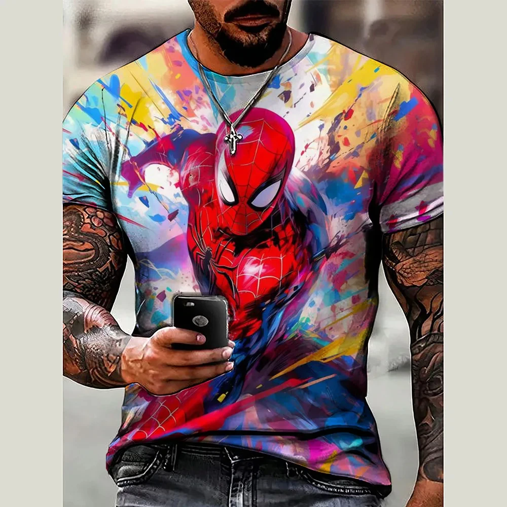 Disney Marvel Spider Man T-Shirt For Men Summer Colorful Tops Tees Male Casual Stylish Short Sleeve Clothing Fashion Cartoon