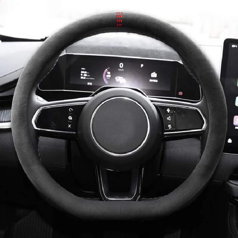 

For ZEEKR 001 X Suede Steering Wheel Cover Sweat Absorbing Air-permeable Non-slip protective Cover