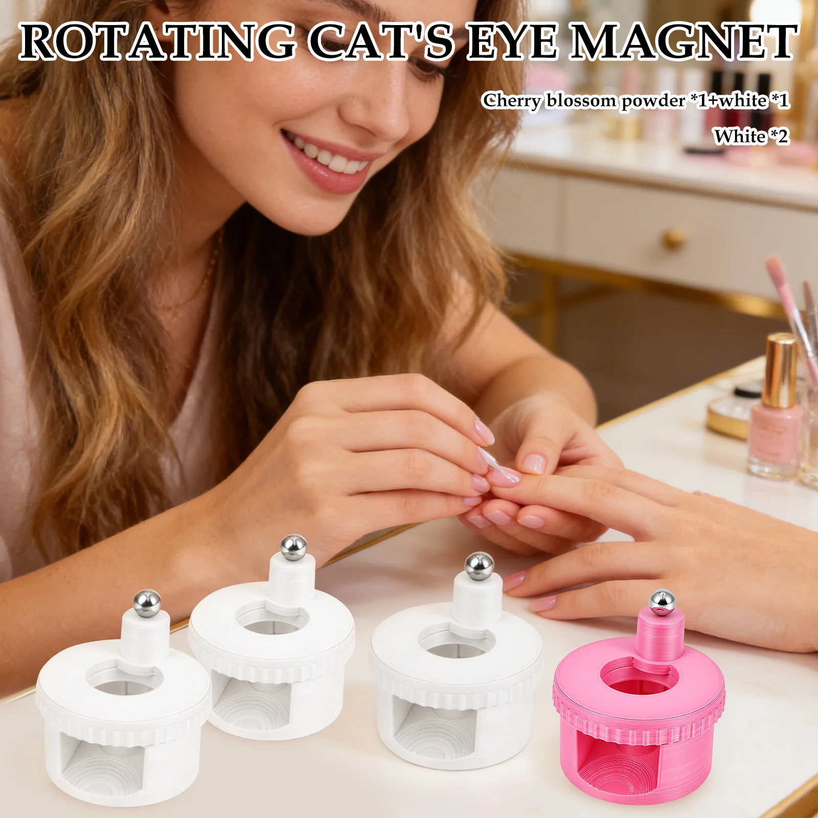 

2 Pcs Rotating Cat Eye Nail Magnet Wide Light Glass Bead Nail Magnet Spinner Magnetic Gel Nails Polish Guide Tool Nail Art DIY