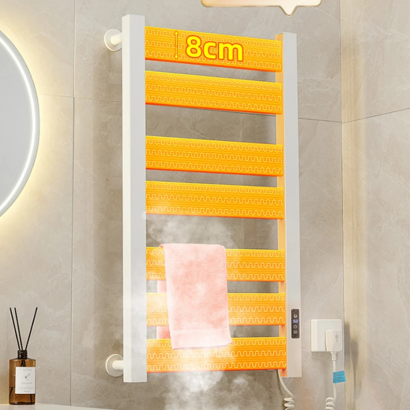 New Wall-mounted Towel Warmer Smart Carbon Fiber Bathroom Heater Aluminum Drying Rack Modern Bathroom Quick Dry Hygienic System