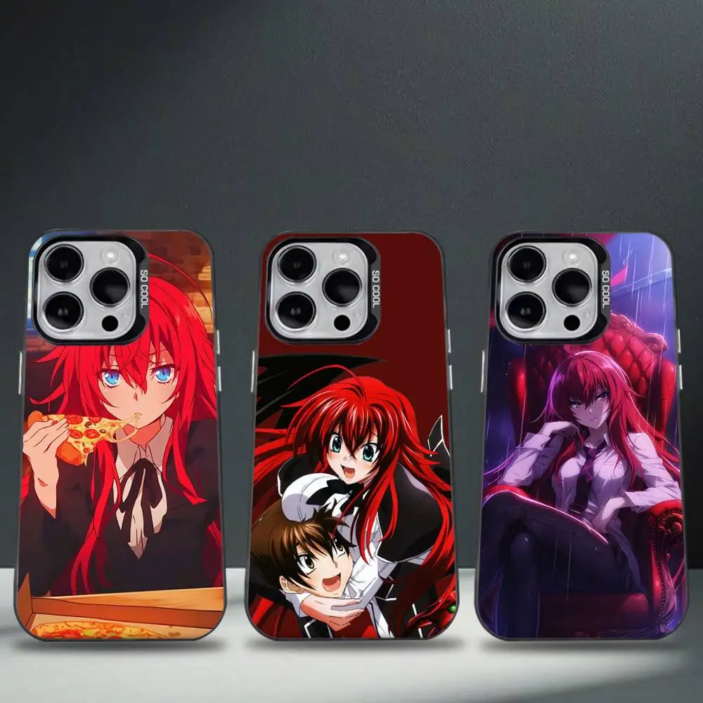 

High School R-Rias Gremory Phone Case For iPhone 16,15,14,13,12,11,8,7,Pro,Max,Plus,Mini,XS,SE Anti Fall Black Matte Hard