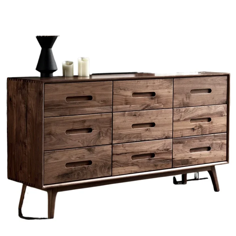 

North American black walnut TV cabinet, all solid wood nine-bucket large-capacity locker