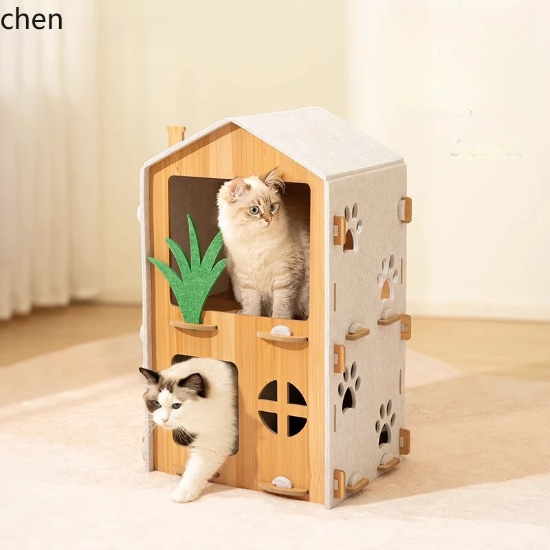 

HXL felt cat villa double-layer four-season universal multi-cat family closed security cat room