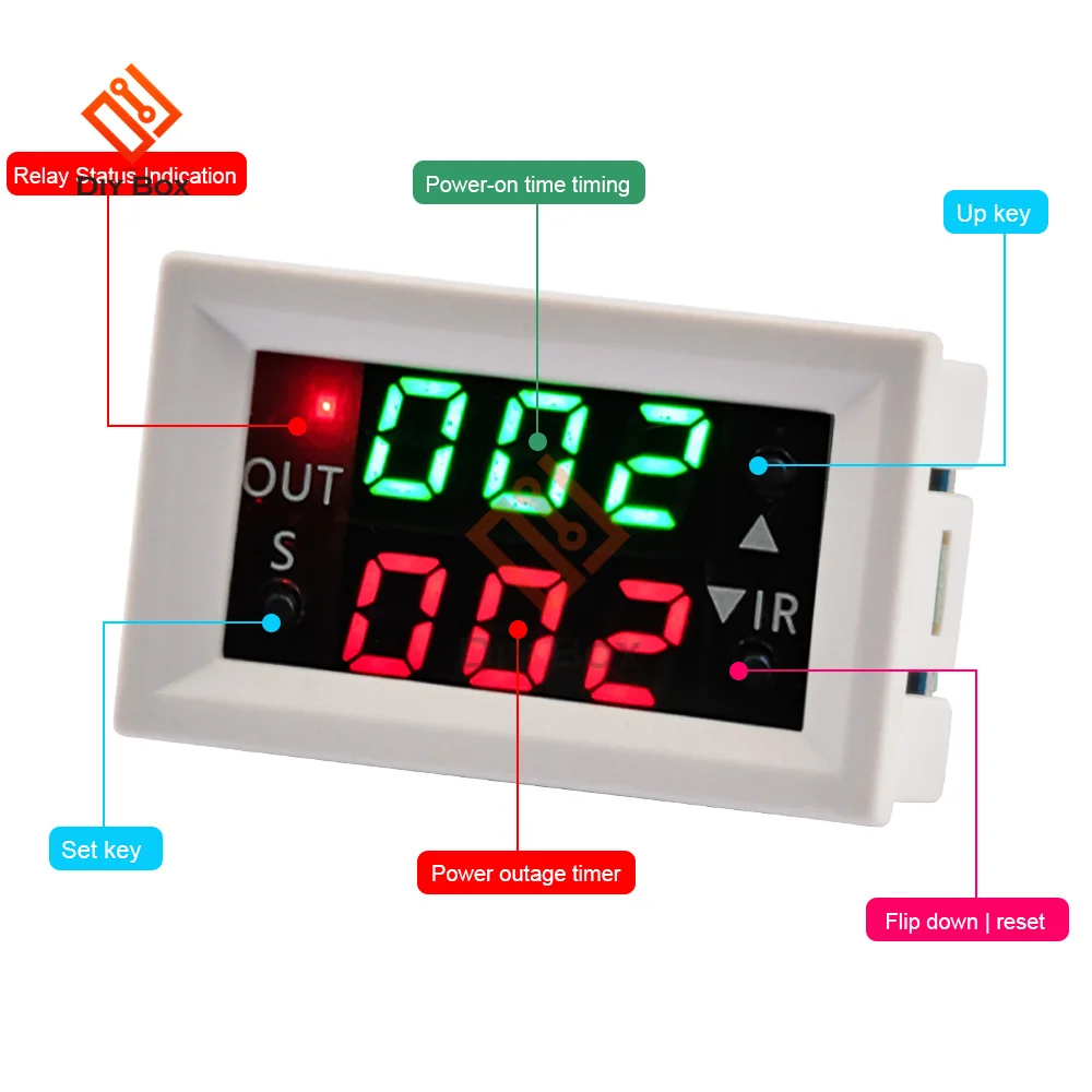 T2401 12V Delay Double Display Digital Time Relay Module Digital Time Delay Relay LED Display Cycle Timer Control Switch Module