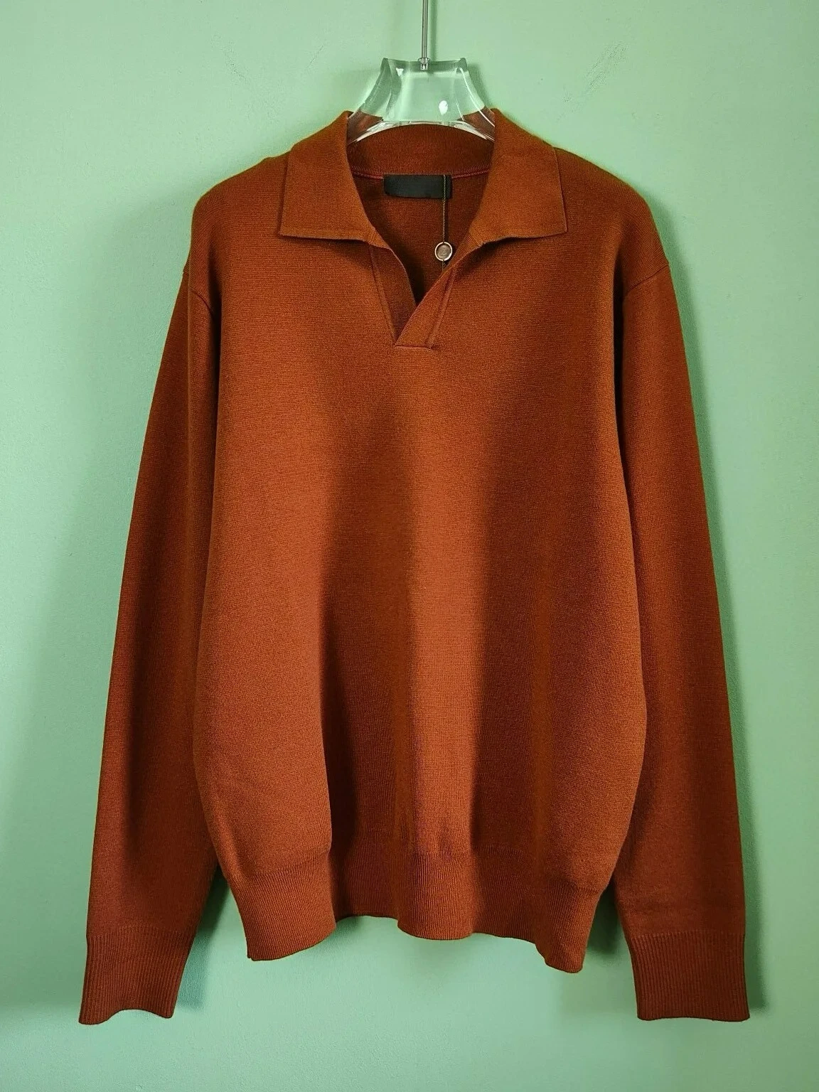 

LP модная легкая роскошная итальянская мужская одежда, осенне-зимний новый вязаный свитер из шерсти со старыми деньгами, рубашка-поло с длинными рукавами