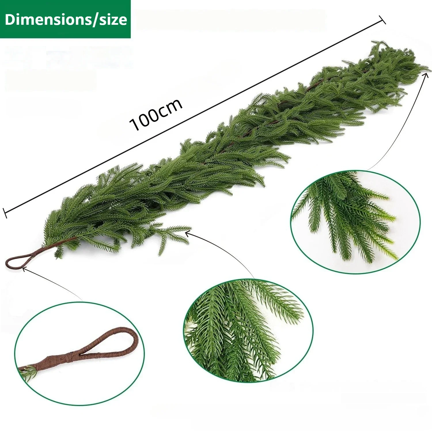 عيد الميلاد الاصطناعي نورفولك الصنوبر إكليل وهمية الأخضر جارلاند الباب الأمامي الشرف الموقد ديكور المنزل زينة عيد الميلاد