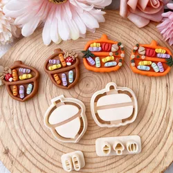 Mushroom Acorn Pumpkin Bookshelf Polymer Clay Cutters Mini Book Shaped Earrings Jewelry Pendant Pottery Clay Hand Cutting Die