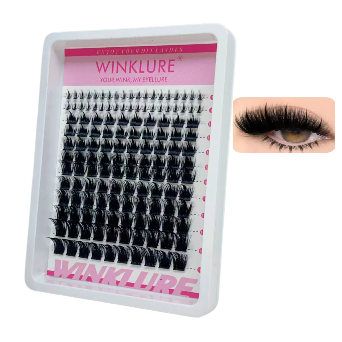 WINKLURE Fairy Lash Clusters Natürlicher Look Manga Wimpern-Cluster Wispy D-Curly Cluster Wimpernverlängerungen 120 Stück 8-16MM
