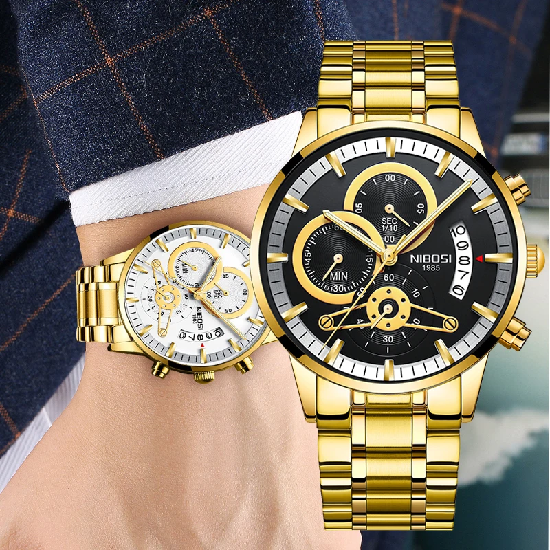 

Relógio NIBOSI 2309 Masculino Men Watches Luxury Business Watch Men Military Chronograph Quartz Wristwatch Relojes Para Hombre