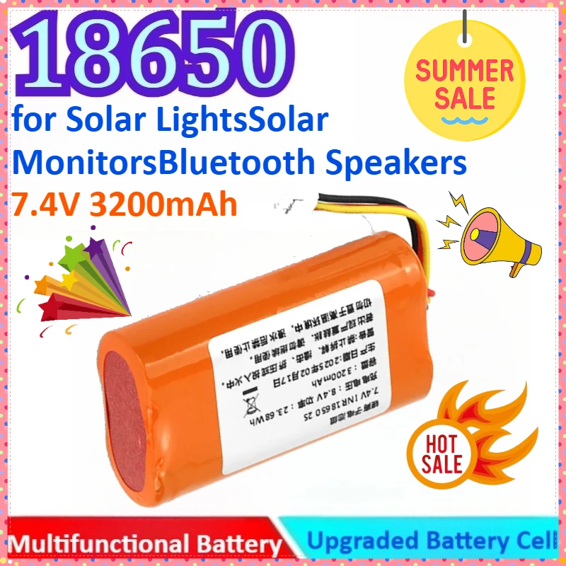 

3200mAh 7.4V 18650 Multifunctional High Quality General-purpose Battery for Bluetooth Speakers / Solar Lights / Solar Monitors