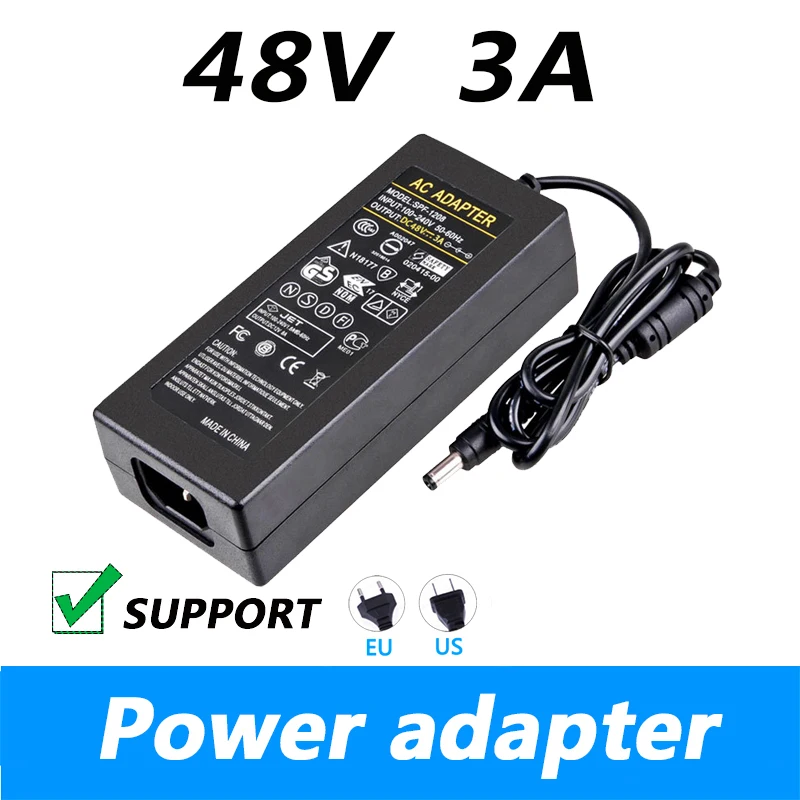 DC 48V 3A 144W POE Power Supply Adapter 48 V Volt For CCTV Security Surveillance POE Injector Ethernet IP Camera Phone