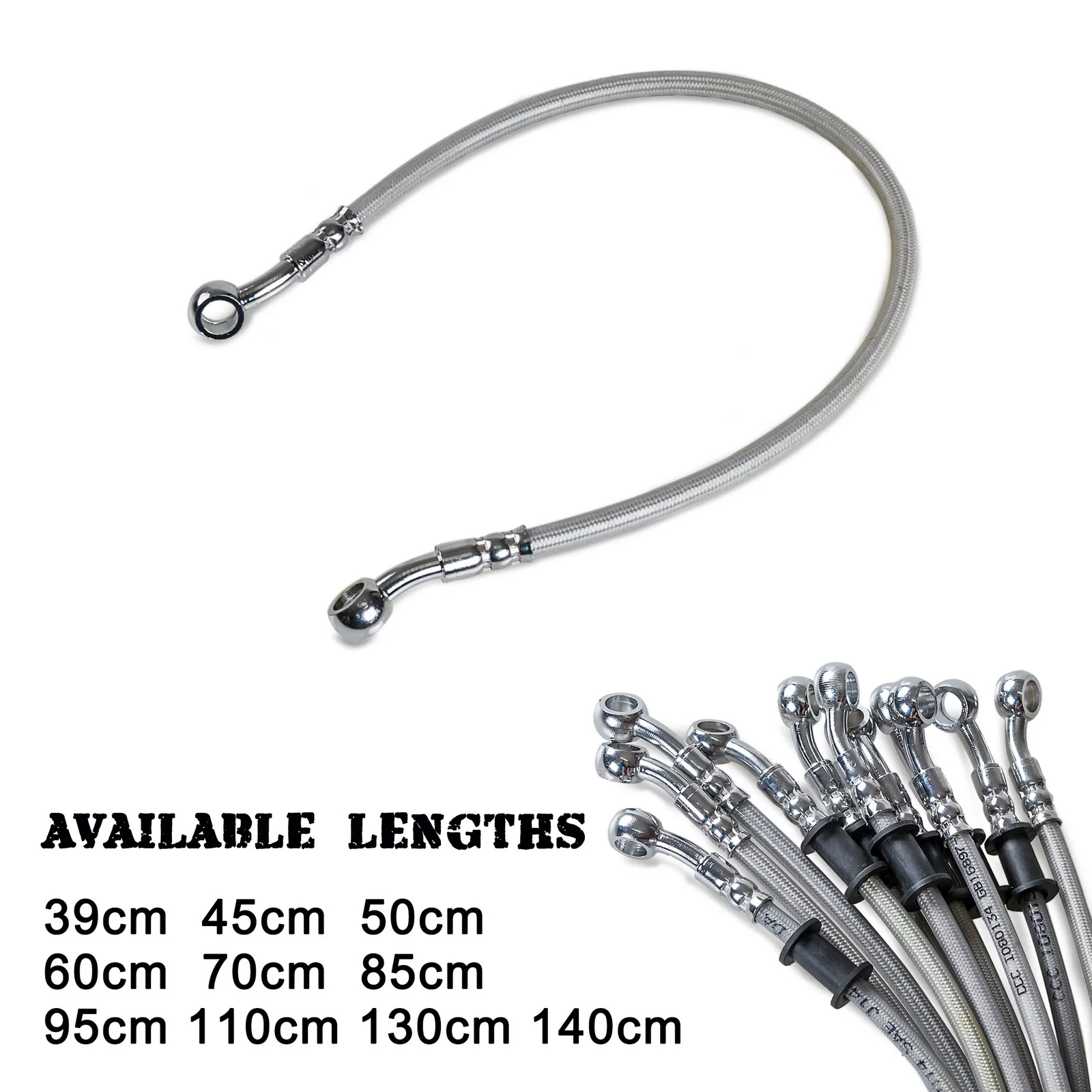 

39cm-140cm M10 Brake Oil Hose Line Stainless Steel Braided Brake Hose For KTM EXC 300 Husqvarna Honda Yamaha Suzuki Kawasaki ATV