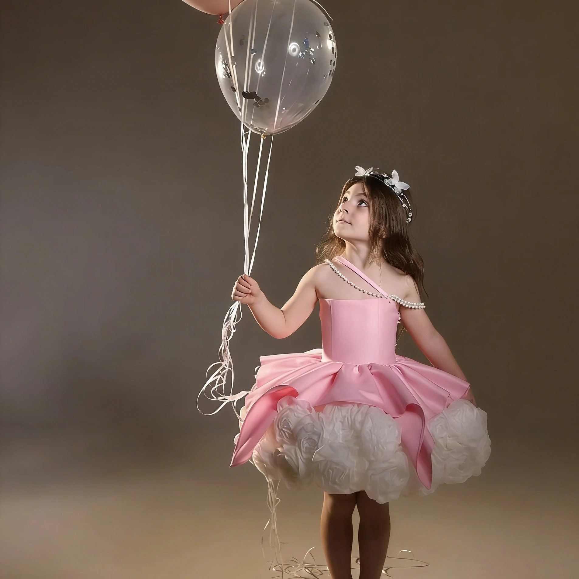 

Customized Pink Flower Girl Dress For Wedding Pearls Bow Sleeveless Knee Length Elegant Kids Birthday First Communion Gown