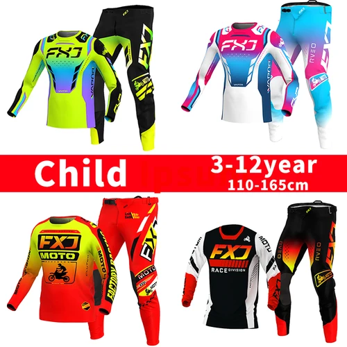 Camiseta y pantalones de motocross, ropa para niños, niño grande, niña, niño joven, conjunto de equipo de motocicleta mx, traje de carreras, nombre de número personalizado