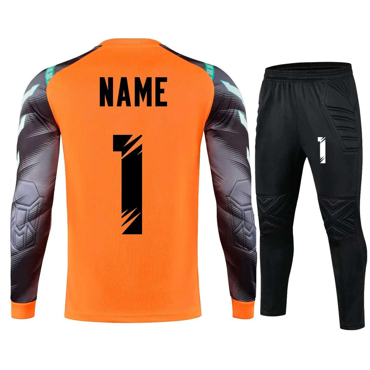 Boys Girl Soccer Goalkeeper Uniform Protective Sponge Men Women Long Sleeve Football Training Goalkeeper Top Soccer Jersey Pants