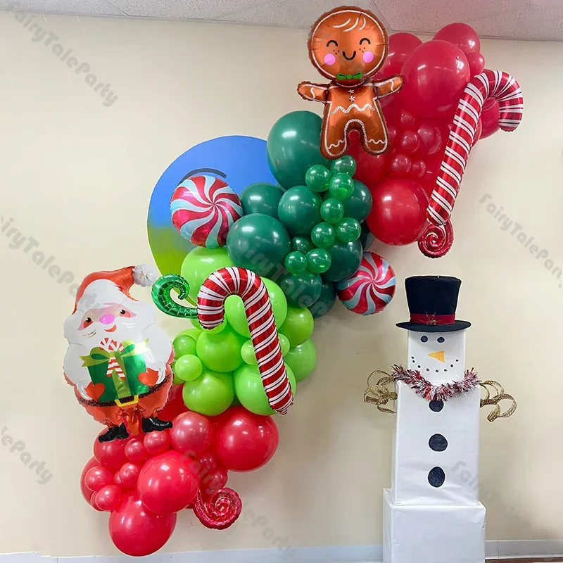 86pcs Christmas Balloons Garland Arch Set Green Red Latex Ballon Gingerbread Santa Xmas Gift Baby Shower New Years Decorations