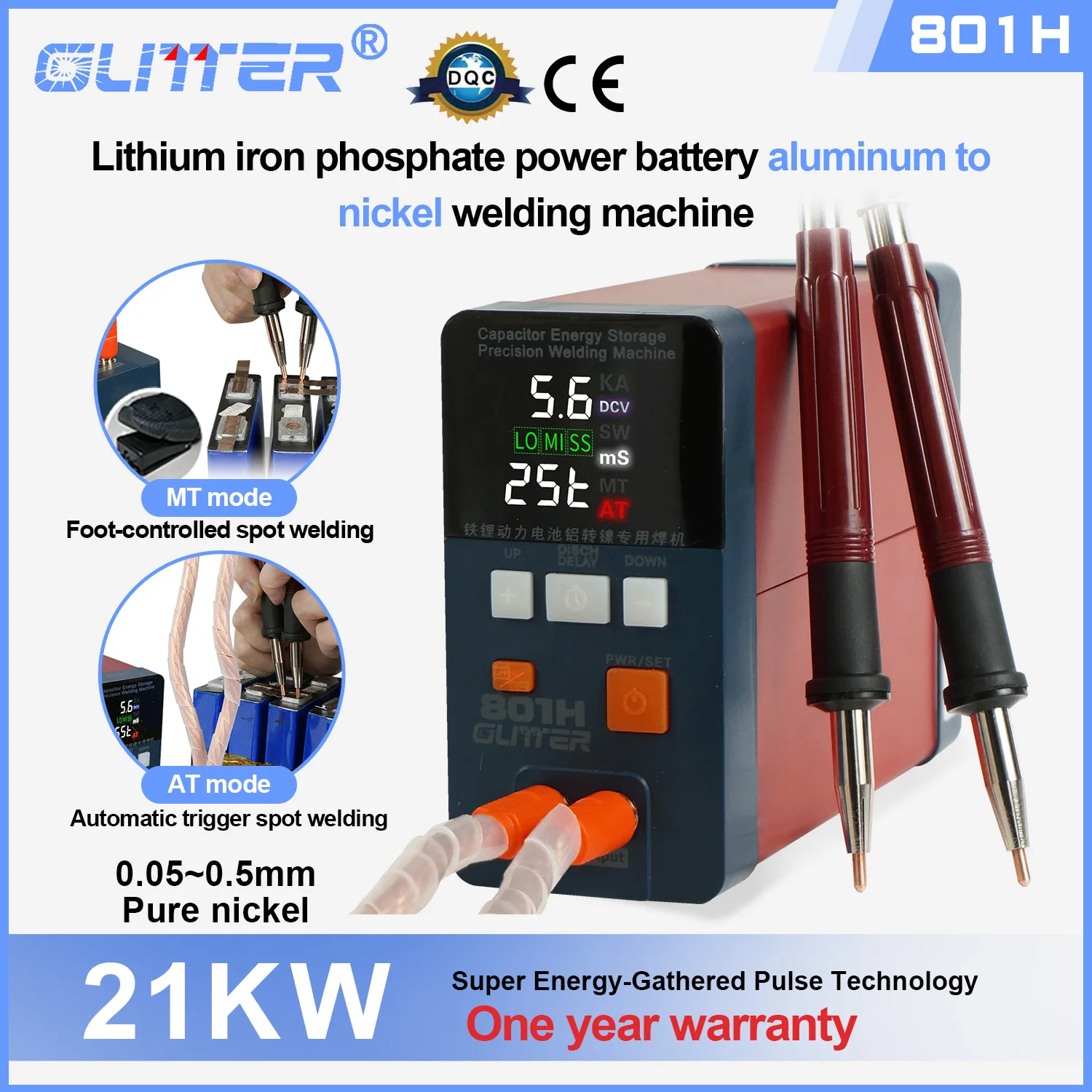 

21KW 801H Spot Weling Machine 3500A Pulse Butt Welder 110-240V Power Battery Aluminum to Nickel Single Battery Spot Welder 73B