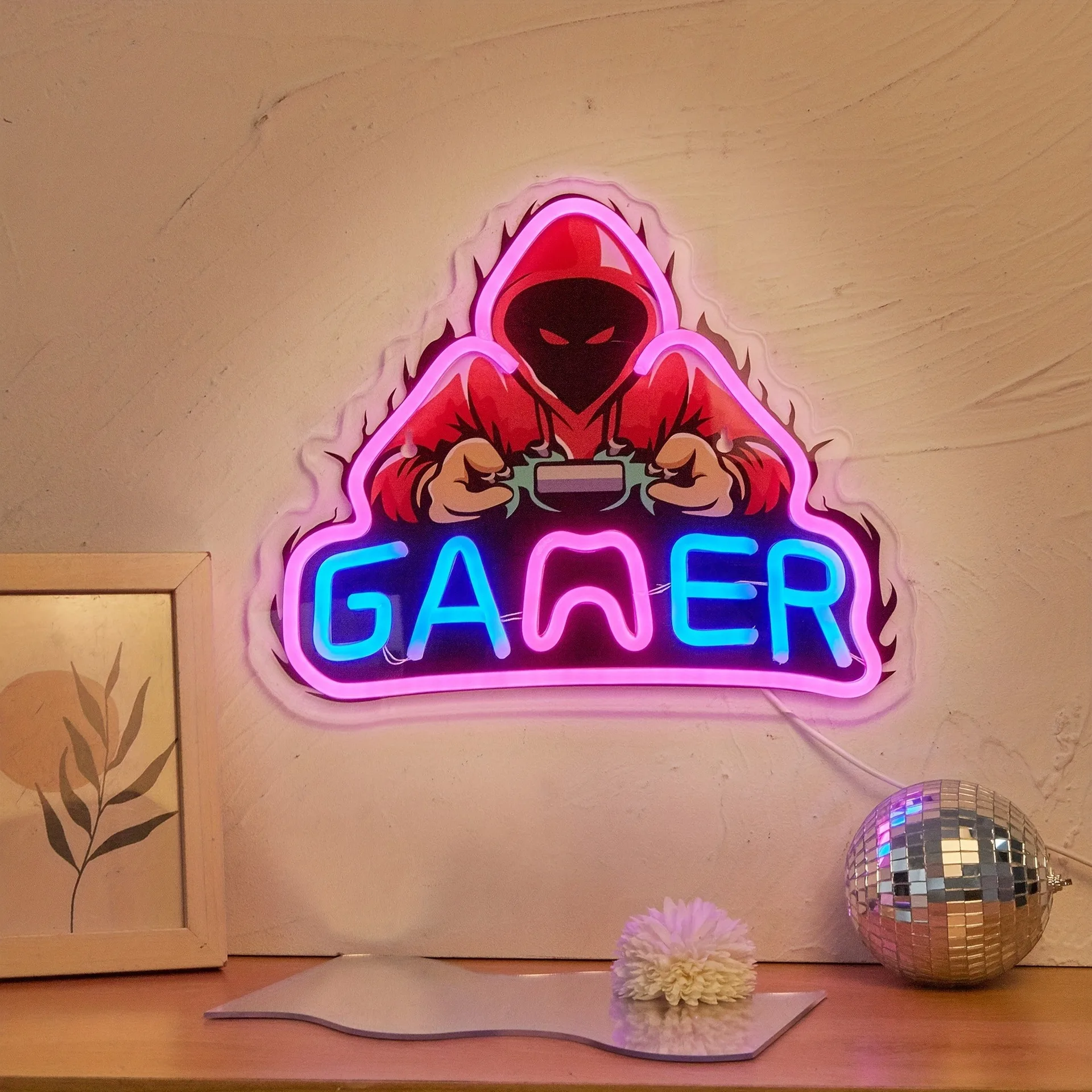 Imagem -04 - Luz de Sinal Neon para Sala de Jogos Decoração de Parede para Festa no Quarto Man Cave Usb Power With Hanging Line Sinais Neon Gamer Neons