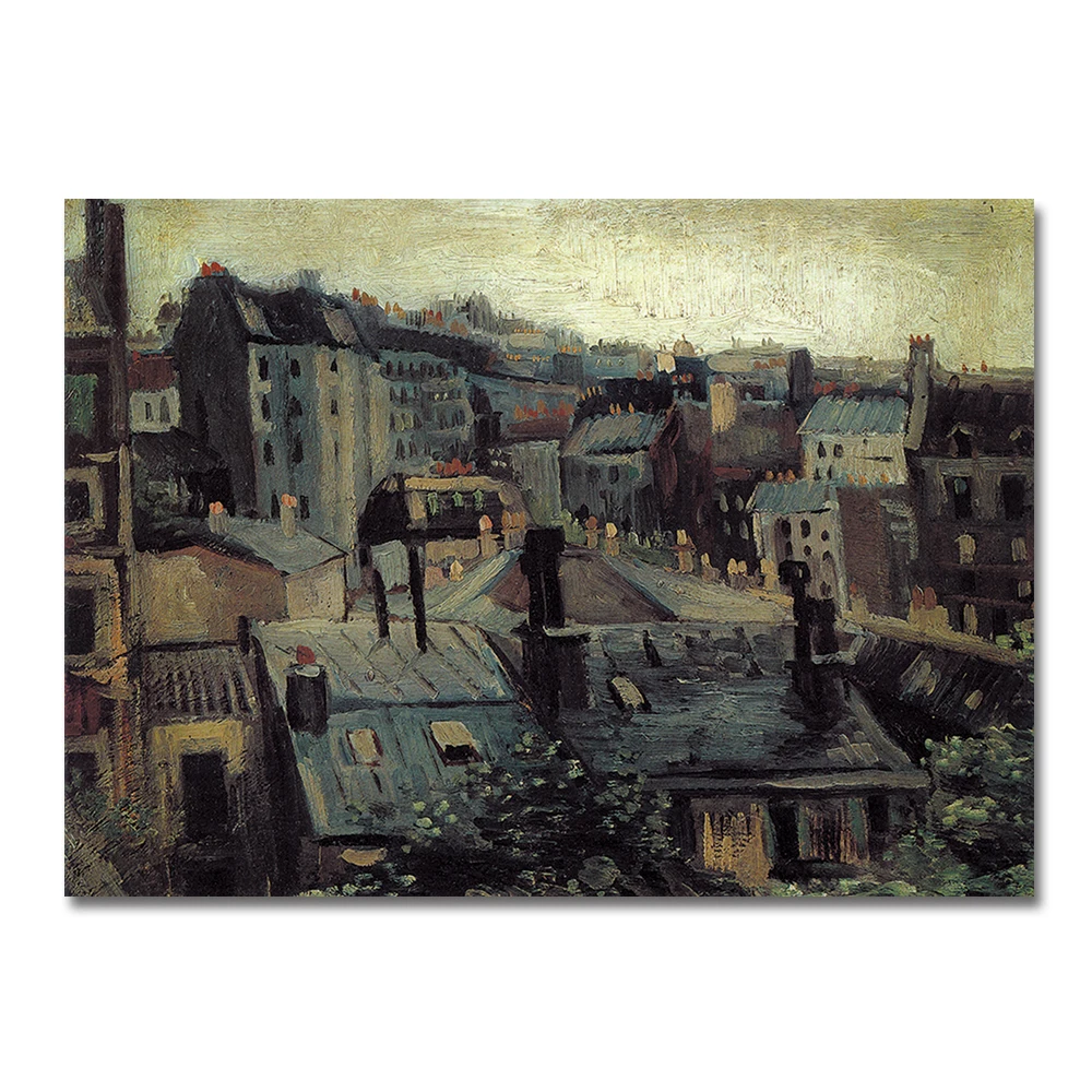 Roofs In Paris By Vincent Van Gogh Paintings Hand Made High Quality Reproduction Famous Oil Painting On Canvas,Wall Art,Pictures