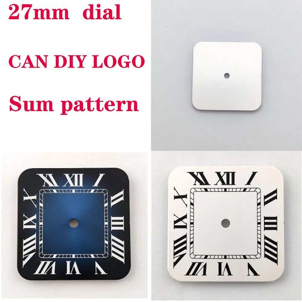 

27mm dial, square dial can be customized logo and pattern, suitable for NH35 movement, dial replacement parts