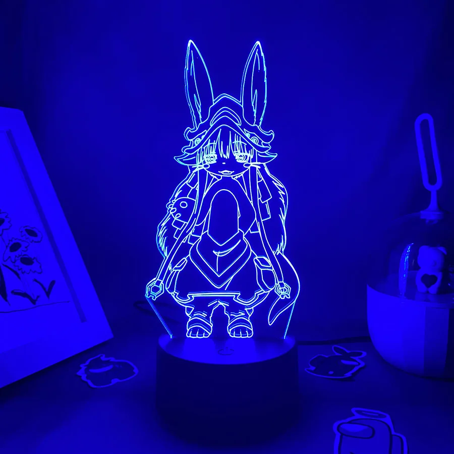 Anime hecho en Abyss Nanachi 3D LED Neon Night Lights, Kawaii Birthday Gift for Friend Otaku Bedroom Decor Nanachi Manga Lava Lamp