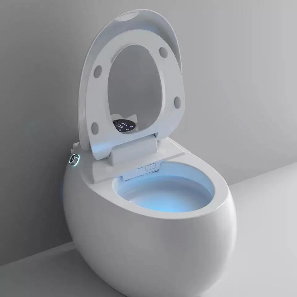 水洗トイレ一体型の高級白足踏み式卵型床