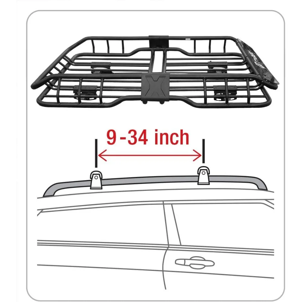 タイガー ヘビーデューティー ルーフマウント カーゴバスケット |   長さ47.25 x 幅36.6 x 高さ5.9 |   風防付きトップラゲッジキャリア