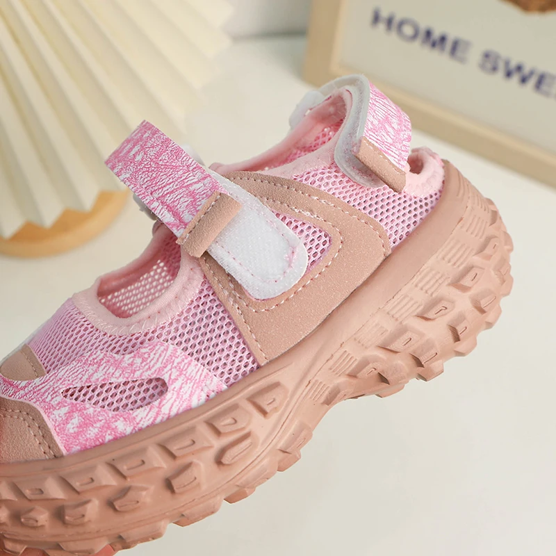 Children Sport Sandals for Girls Mesh Breathable Boys Sneaker Casual Beach Shoes Fashion Hollow Out Non-slip Flat Tenis Feminino