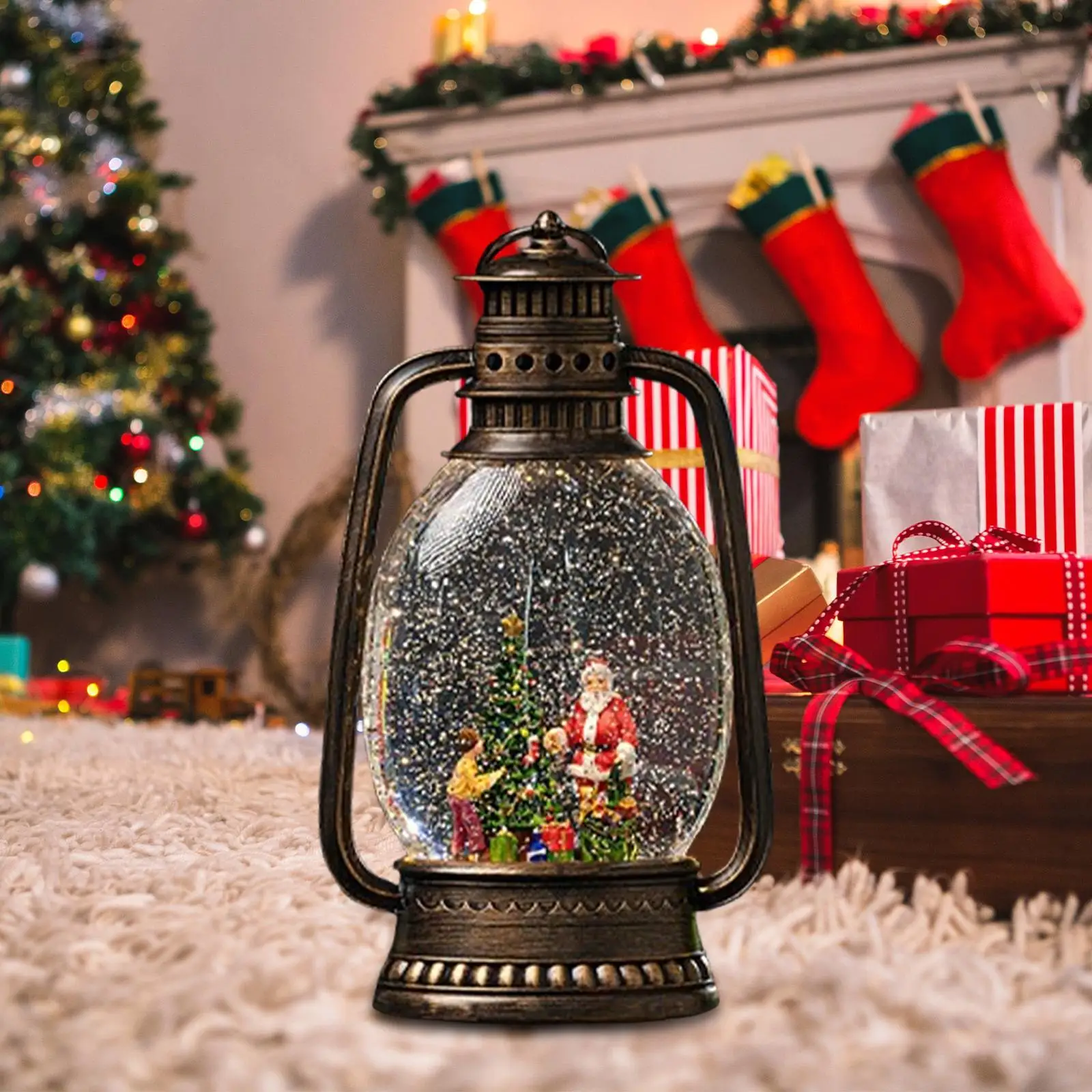 

Рождественский фонарь с снежными шарами, освещенный водный фонарь, портативный рождественский орнамент ручной работы для вечеринок, столешницы, настольного сада