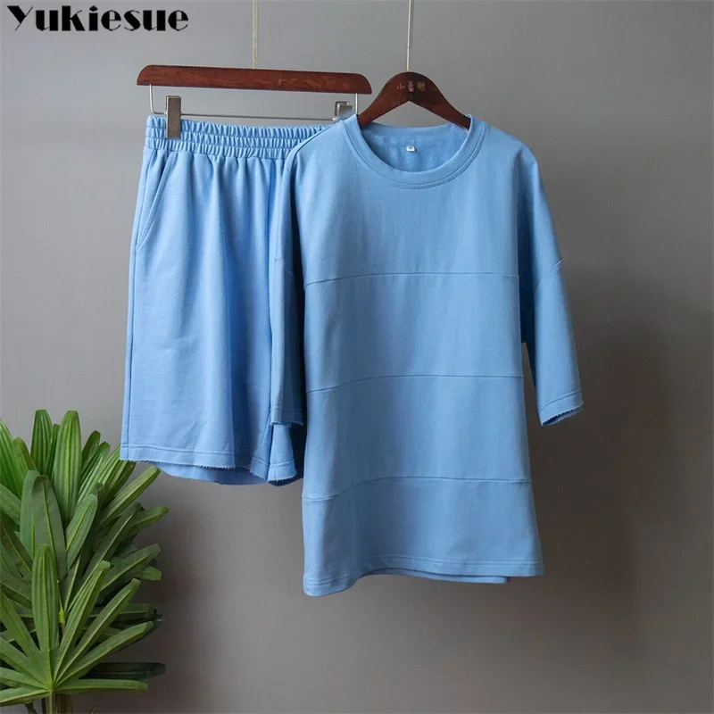 

Однотонный повседневный костюм с вышивкой, хлопковая женская футболка с короткими рукавами и шортами, новинка лета 2023, шикарный комплект из двух предметов в стиле ретро, уличная одежда