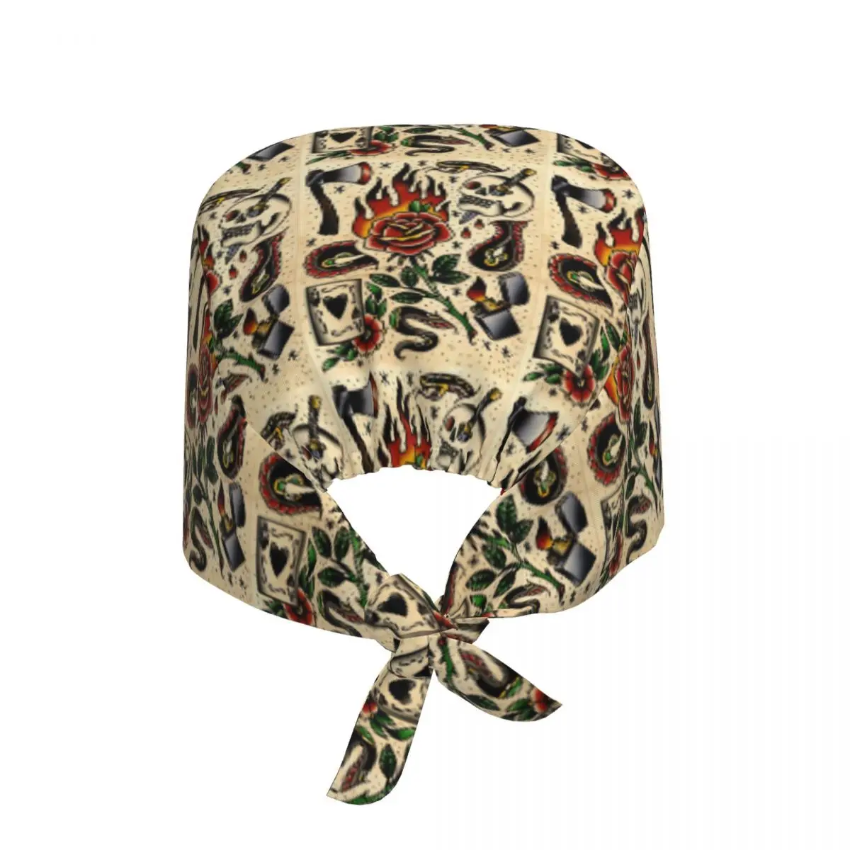 American Traditional Flash Pattern Tattoo Scrub Hat Doctor Working Surgical Cap Men Women Adjustable Nursing Caps for Dentist
