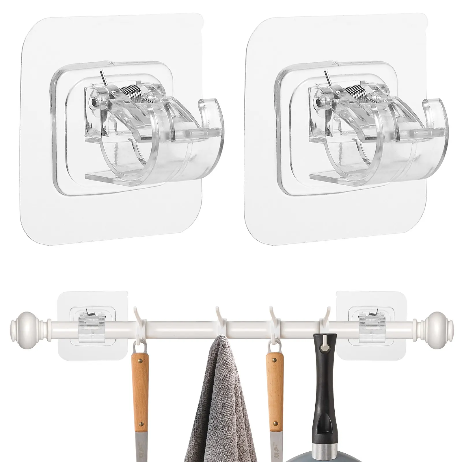 4pcs Plastic Curtain Rod Holder Clamp for Shower Towel Rods – Sturdy Bathroom Bracket Fixation Tool