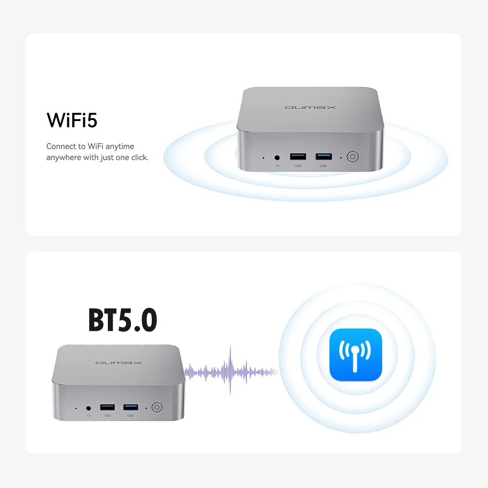 OUMAX MAX Intel N100 16GB 500GB MINI PC Intel N95 8GB 256GB SSD WIFI5 BT 5.0 Destop MINI ordinateur VS T8 Pro GK3V B4 Plus