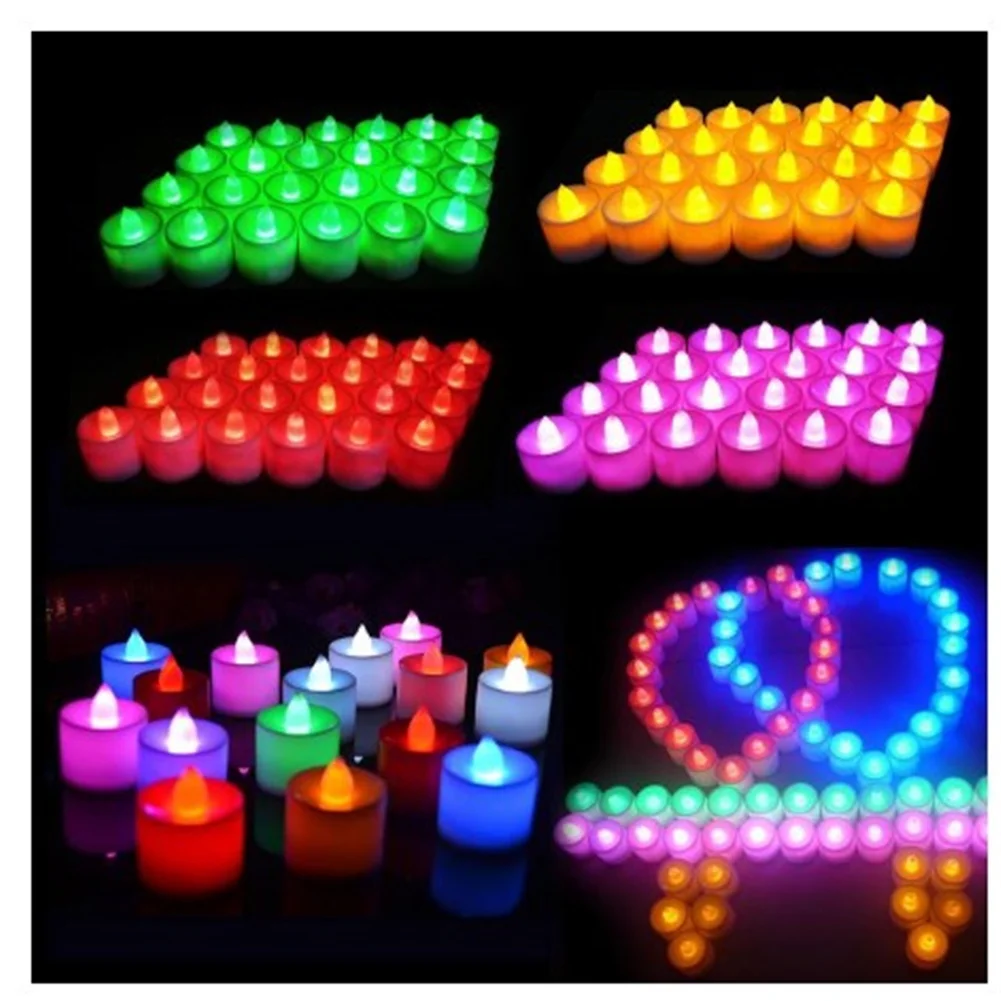 Flameless Led Candle Light Battery Powered Bright Color Lamp Blinking Row Long Lasting Decoration Lights (battery Not Included)