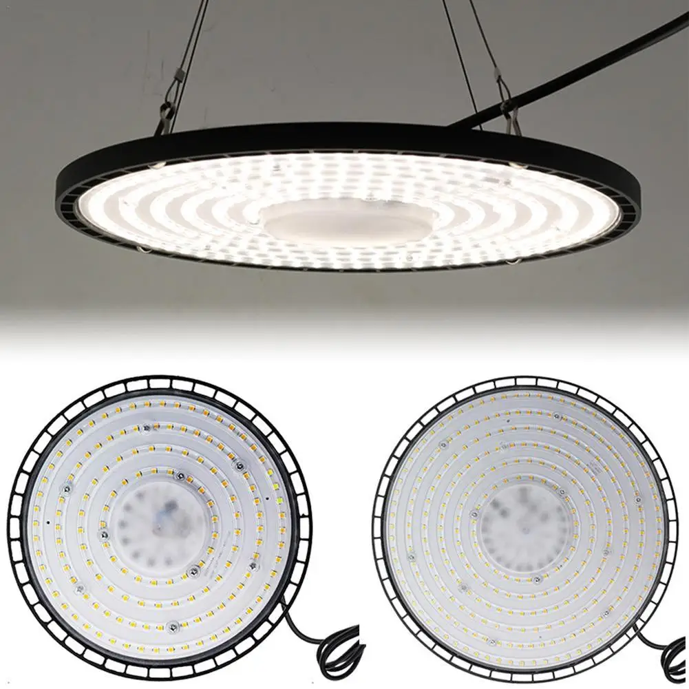 200/100W LED High Bay Light Lâmpada Industrial Garagem Armazém Luz Branca 6000K Fábrica de Mercado Comercial À Prova D 'Água