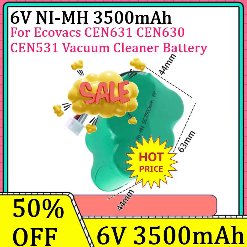 

For Ecovacs CEN631 CEN630 CEN531 Vacuum Cleaner Battery New 6V 3500mAh Ni-MH Vacuum Cleaner Robot Battery