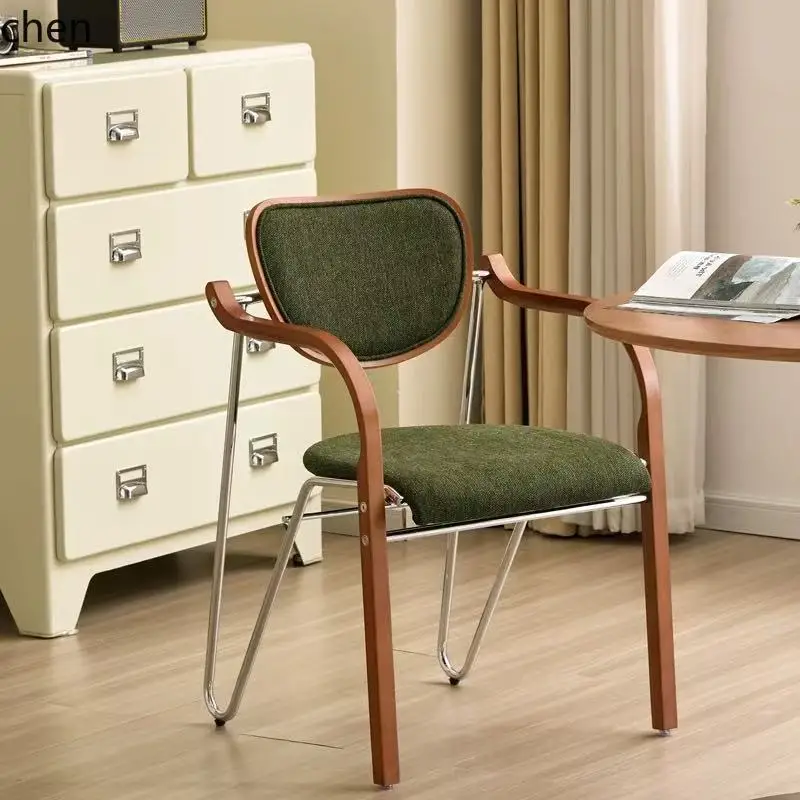 YFY   Luxury Dining Chair Home Use with Backrest Solid Wood Internet Celebrity Stool Retro Simple Backrest Chair