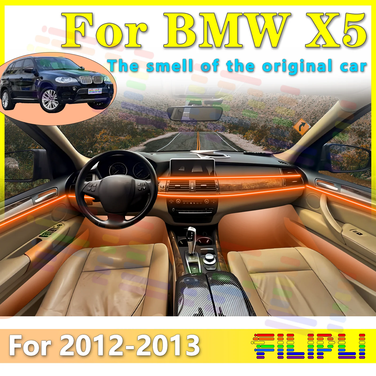 

FILIPLI For BMW X5 E70 Interior Hidden LED Decoration Strip 64Color Diverse Modes to Elevate Driving Mood