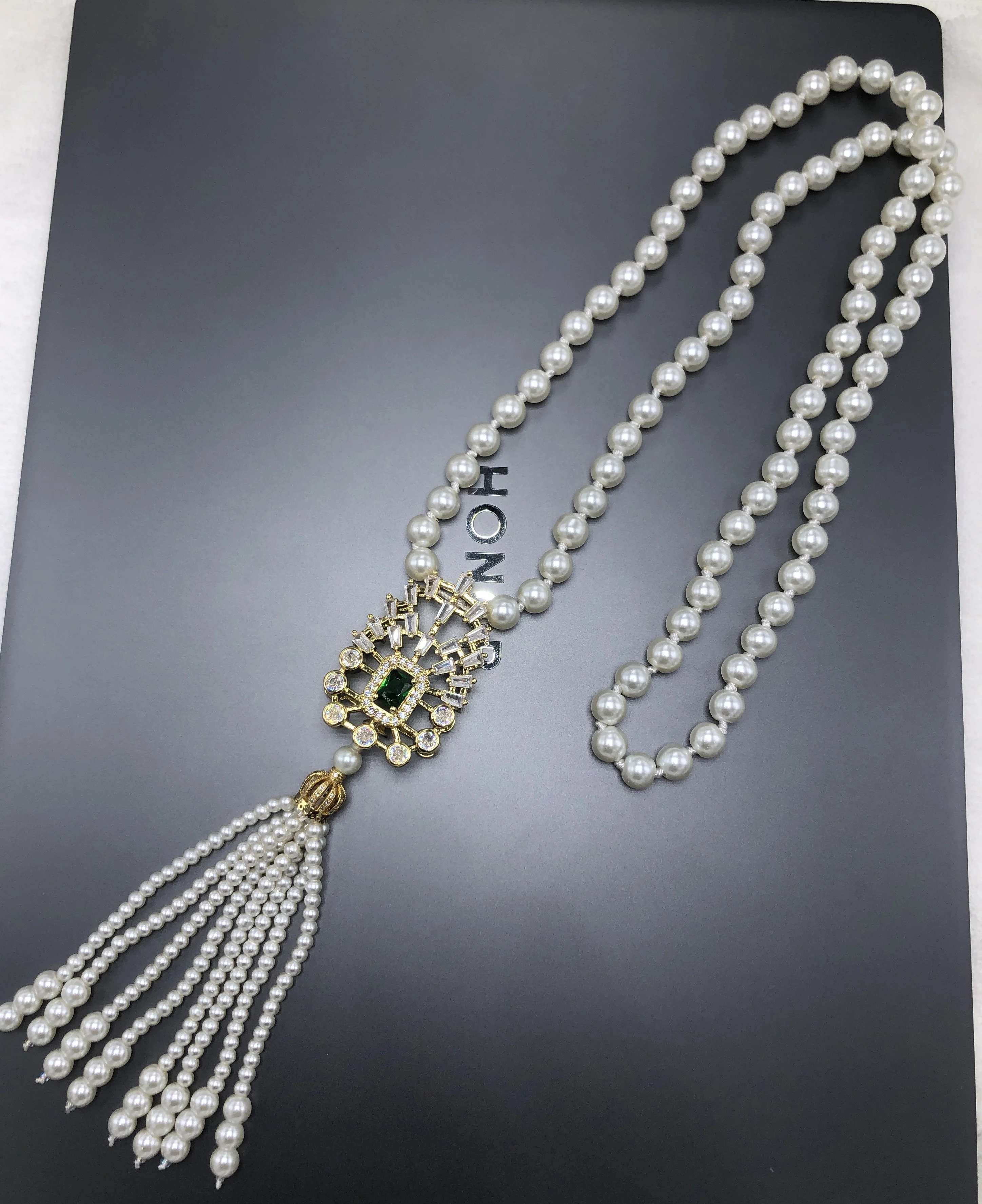 1pcs Shell Pearl Beads Chain Tassels Women Necklace Elegant Jewelry Gift,Handmade Golden Pendant CZ Micro Pave Charm