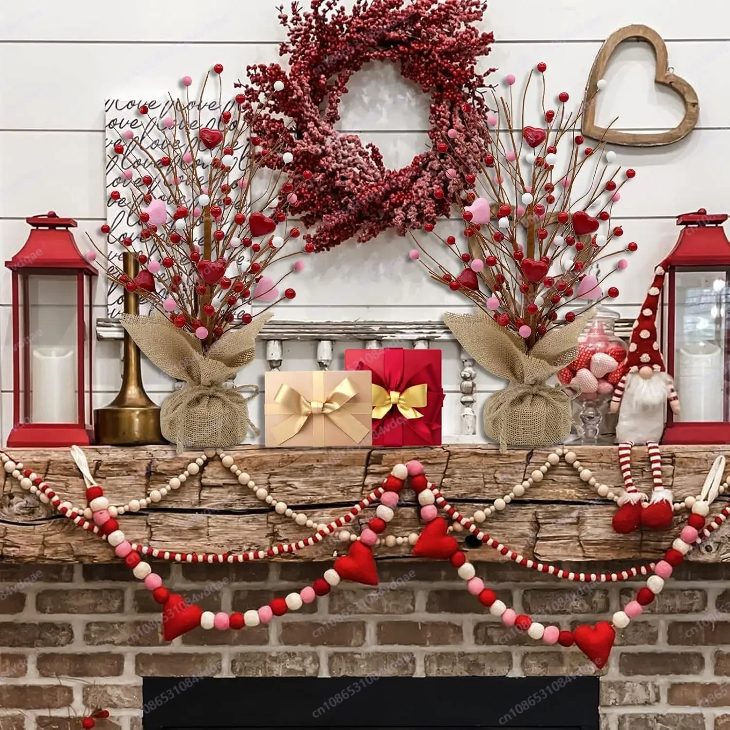 

New Valentine's Day Desktop Arrangement Decorative Tree Ornament Simulation Red Fruit Love Berry Decorative Tree