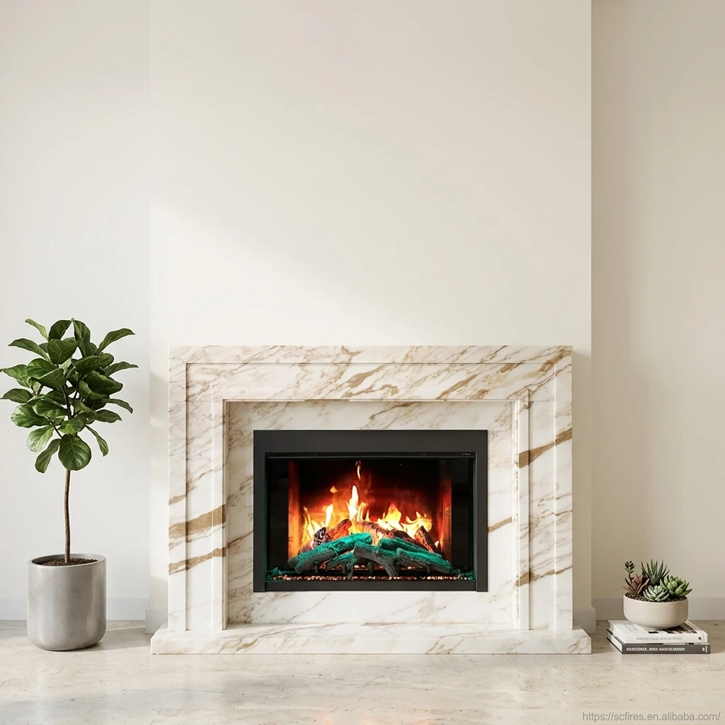 Airo 29Inch Luxury Virtual Electric Fireplace with LCD Display Modern Design for Household or Hotel Use Features Spark Effect