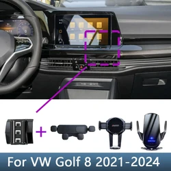 Автомобильный держатель для телефона Volkswagen VW Golf 8 MK8 2021 2022-2024, специальный фиксированный кронштейн, база, Беспроводная зарядка, аксессуары для интерьера