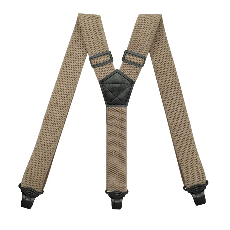 Robuste Hosenträger für Männer, Arbeit im Freien, 3,8 cm/1,5 Zoll, Y-Rücken, 3 Kunststoff-Clips, verstellbare elastische Hosenträger, Riemen, Gürtel – Detail 7