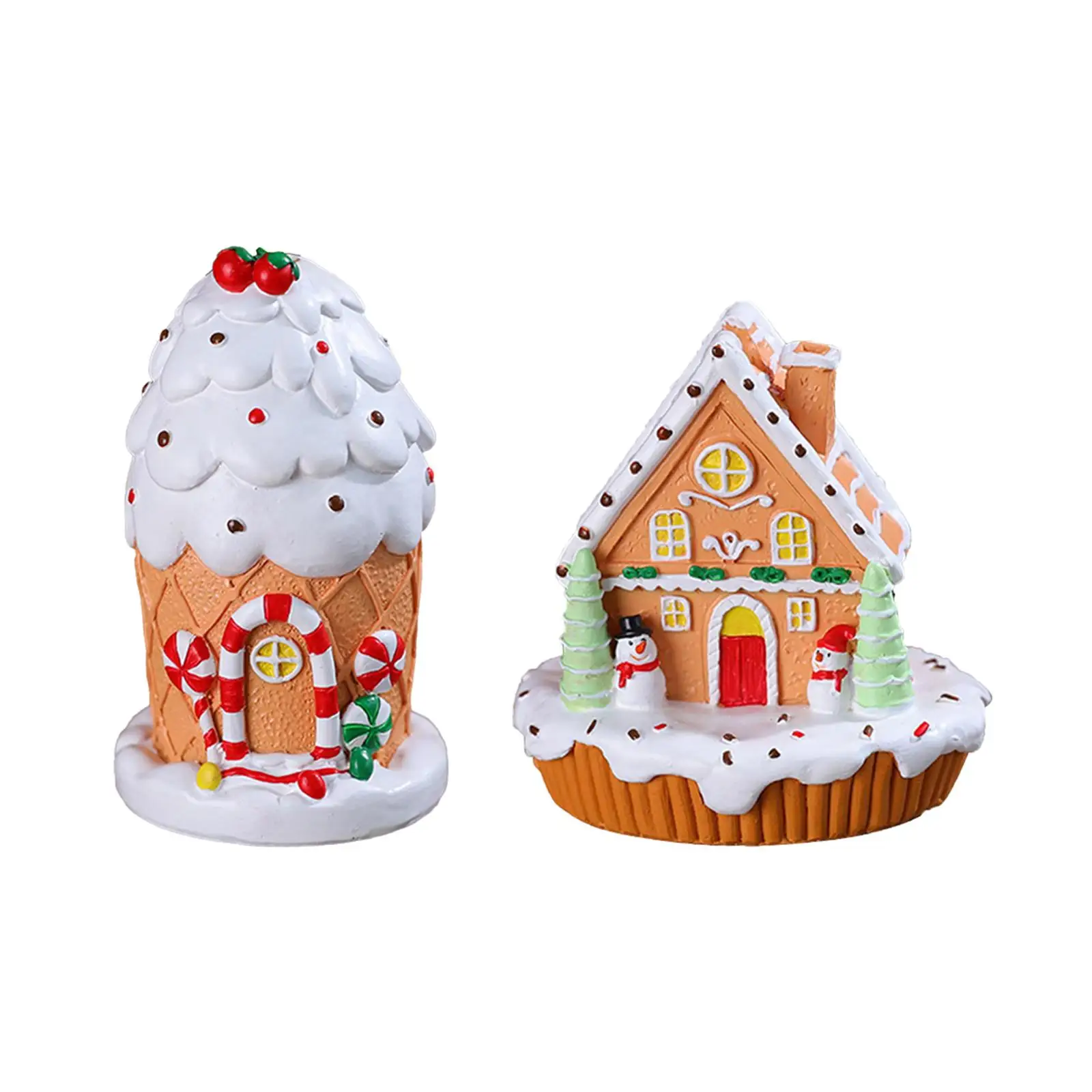 Christmas Snow House Figurine Snow House Sculpture for Indoor Fireplace Home