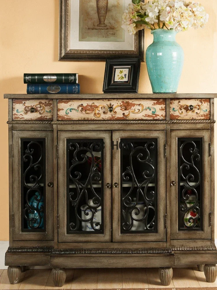 TAO Entrance Cabinet Four-Door Locker Wine Cabinet Retro Small Apartment