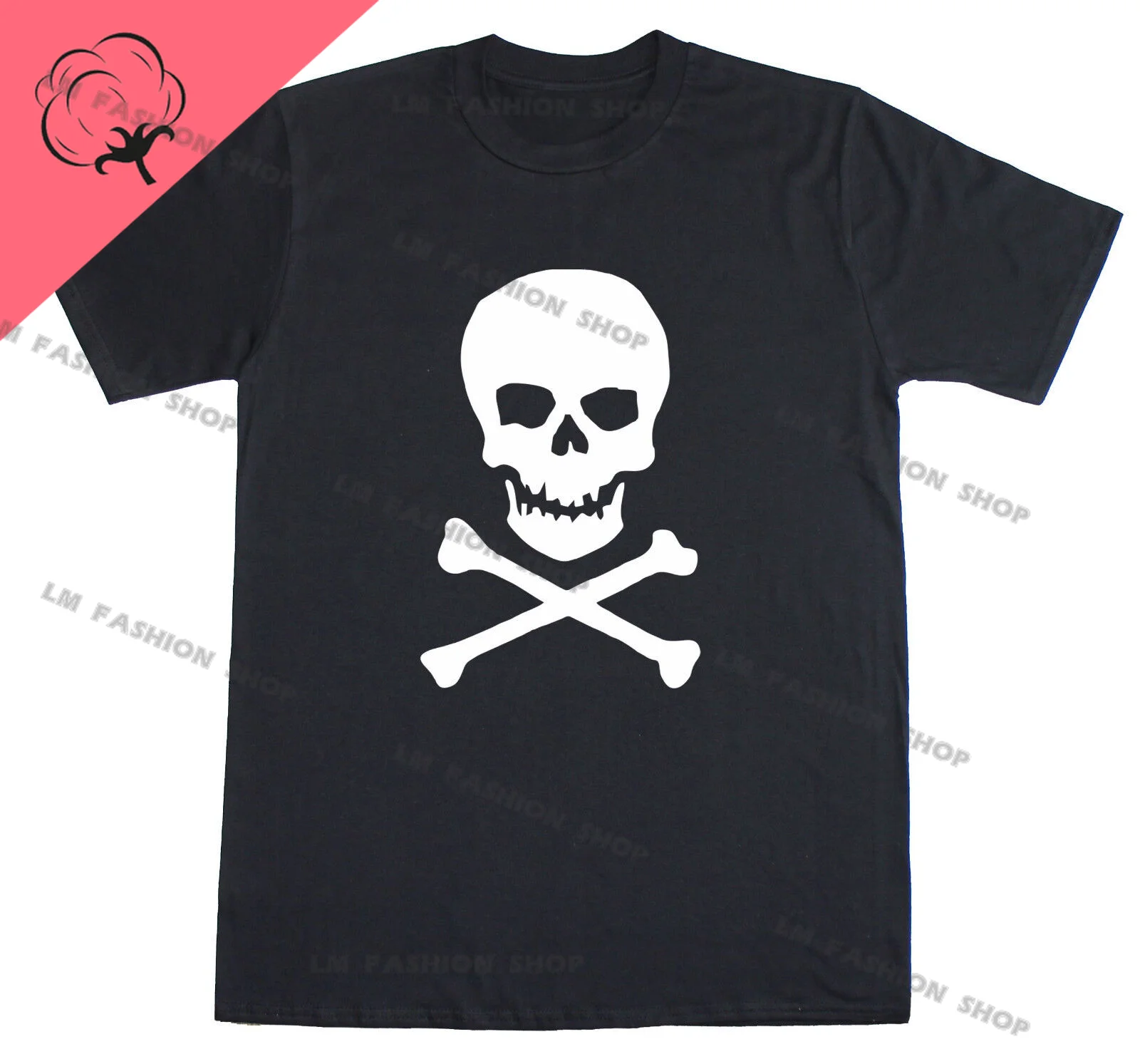 Skull & Crossbones Graphic TShirts Men's Clothing Short Sleeve Tops Cotton Tees Women's Printed T-Shirt