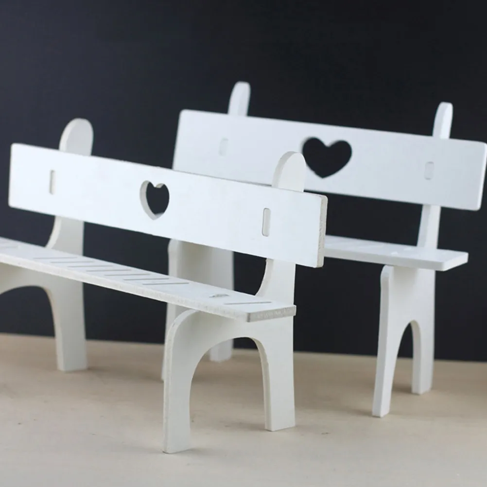 2Sets Hanging Foot Chairs White Wooden Stools Easy DIY Assembly Photo Props Sitting Display Stand Stools